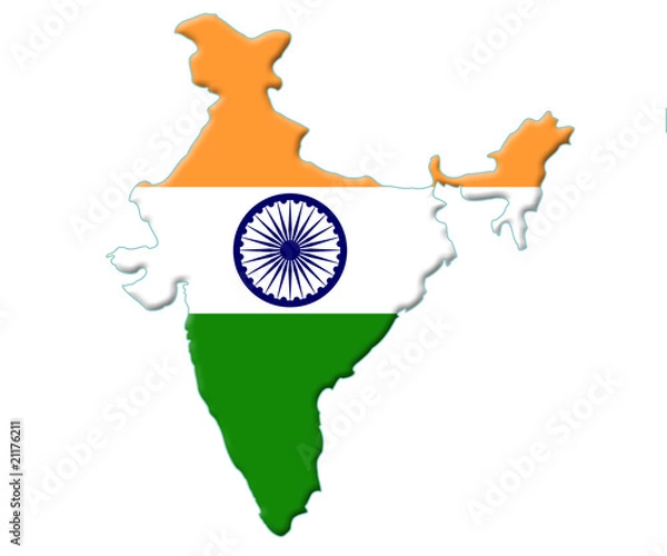 Fototapeta carte drapeau Inde