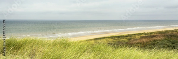 Obraz Panoramic view on the coastline of the North Sea on the westcoast of the Netherlands