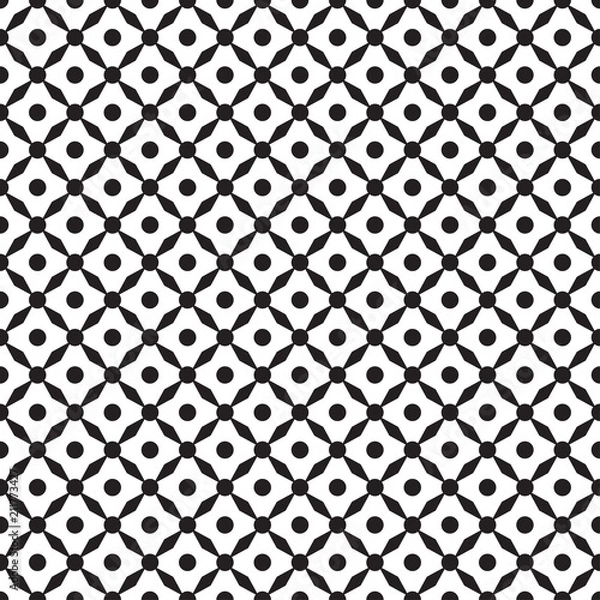 Fototapeta Seamless geometric texture of the surface. Abstract dotted pattern with trapeziums. Grid background. Print for polygraphy, posters, t-shirts and textiles. Doodle for design