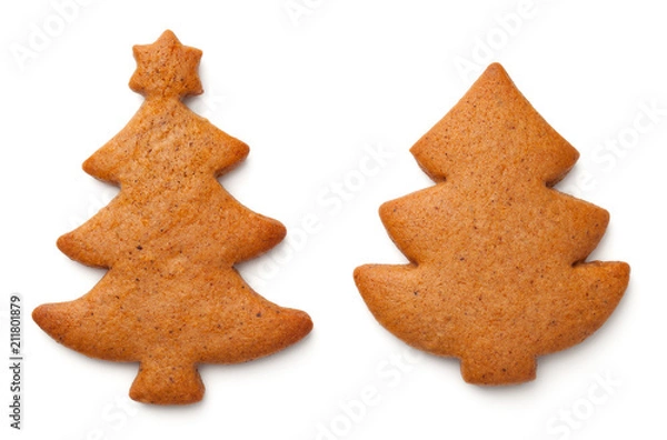 Fototapeta Christmas Gingerbread Cookies Isolated on White Background