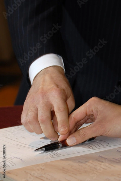 Obraz signing the wedding certificate