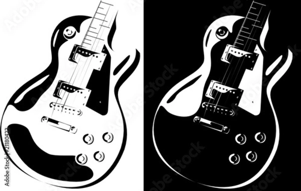 Obraz Vector series. Electric guitar black-white version