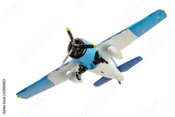 Obraz Blue plastic plane isolated on the white background