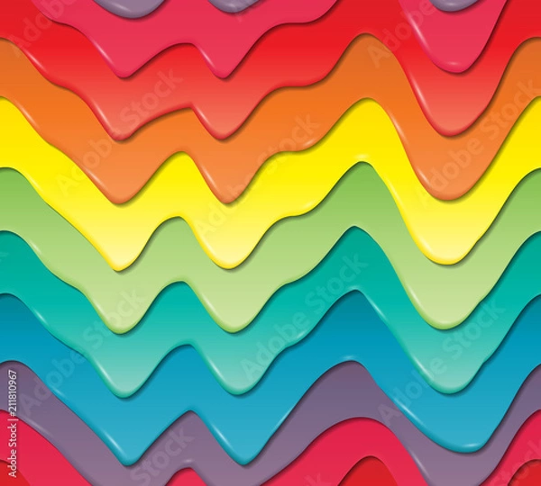 Fototapeta Three-dimensional colored drips of sweet cream. Seamless pattern
