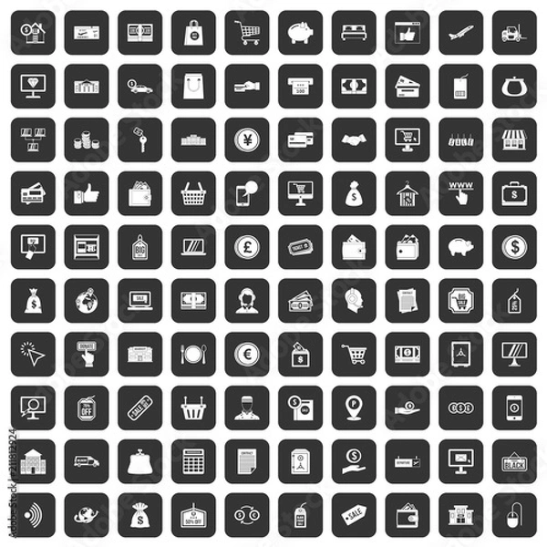 Fototapeta 100 payment icons set in black color isolated vector illustration