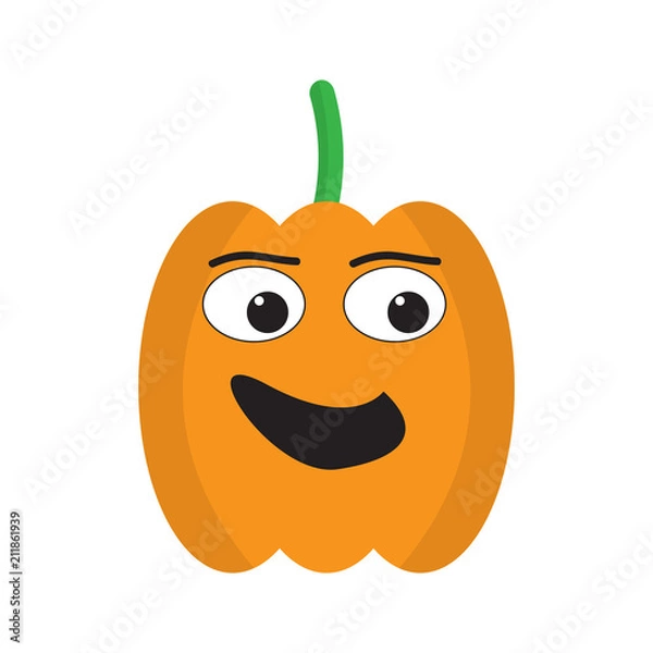 Obraz Isolated happy pumpkin emote
