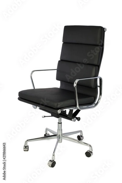 Obraz Black Office Chair on Casters Three Quarters View