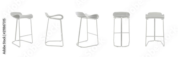 Fototapeta Stool All Angles White