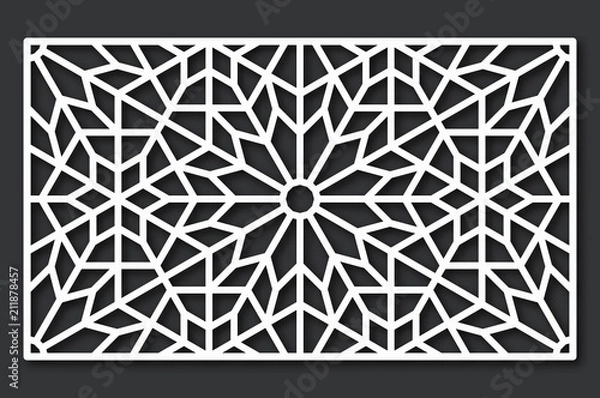 Obraz Laser cutting template. Decorative panel. Traditional oriental pattern.
