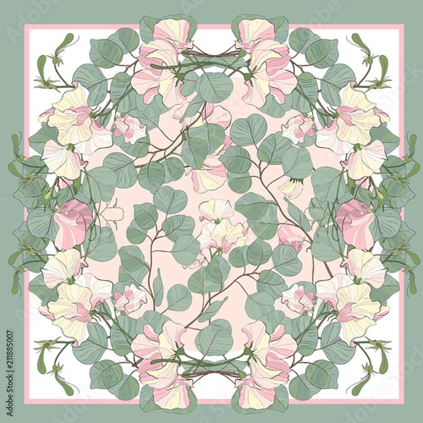 Obraz Abstract seamless pattern with hand drawn floral elements.