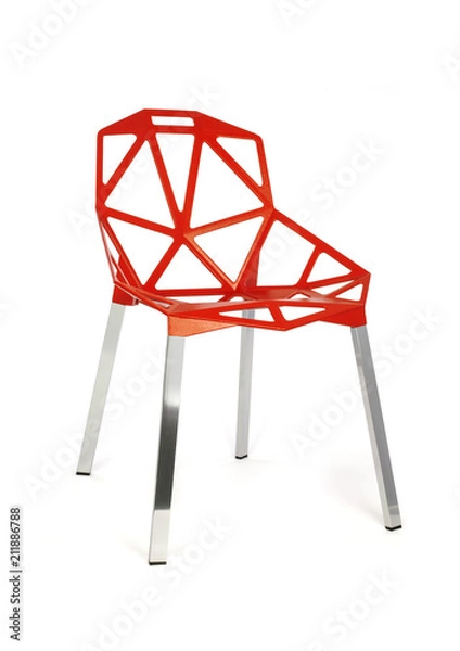 Fototapeta Futuristic Metal Polygon Outdoor Chair Three Quarter View