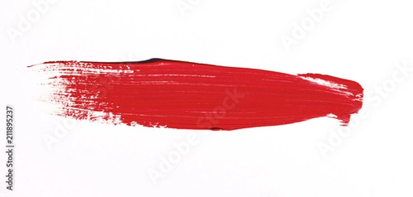 Obraz Red brush stroke isolated over white background