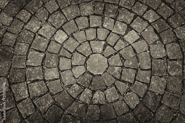 Fototapeta Old  square  paved  with  cobblestones