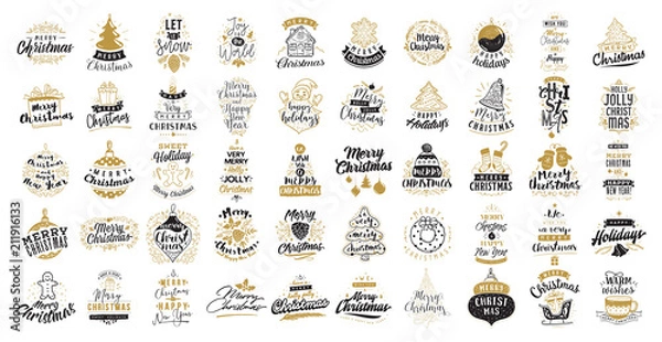Fototapeta Merry Christmas typography set.