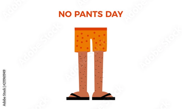 Fototapeta No pants day for freelance, chilling, vacation, working from home, Sunday, weekend