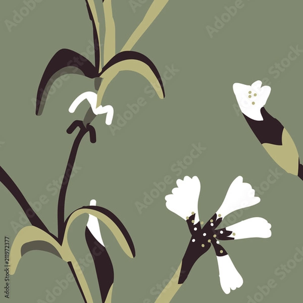 Fototapeta Simple pastel color floral pattern vector seamless