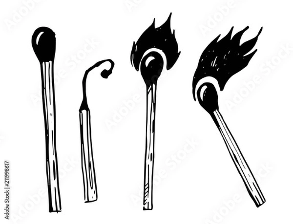 Fototapeta Burning match with fire