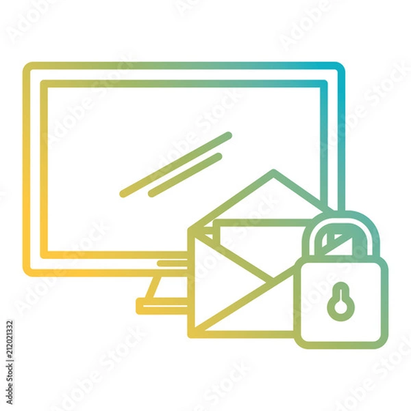 Fototapeta computer display with envelope and padlock