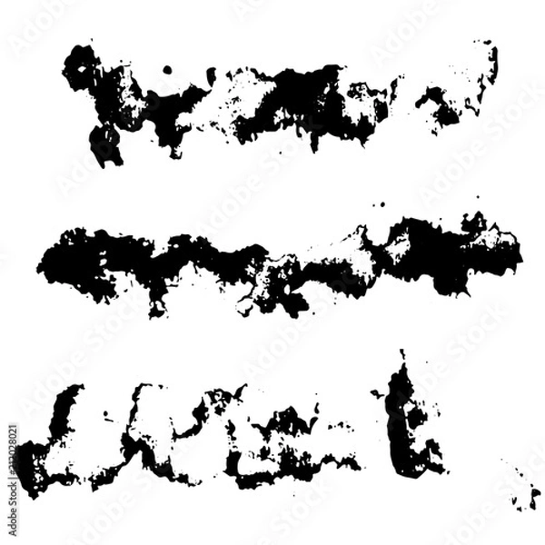 Fototapeta Grunge ink brush strokes set. Freehand black brushes. Handdrawn dry brush black texture. Vector illustration.