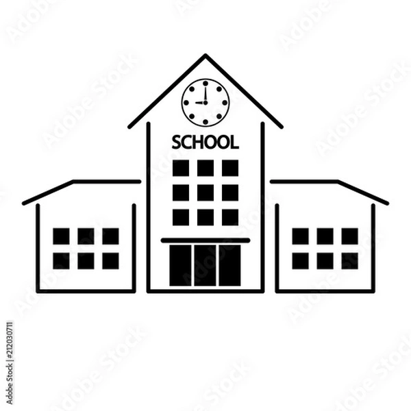 Fototapeta School vector icon, isolated building