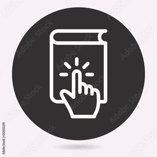 Fototapeta E-learning education icon. Learn, academic study symbol. Vector illustration isolated. Simple pictogram.