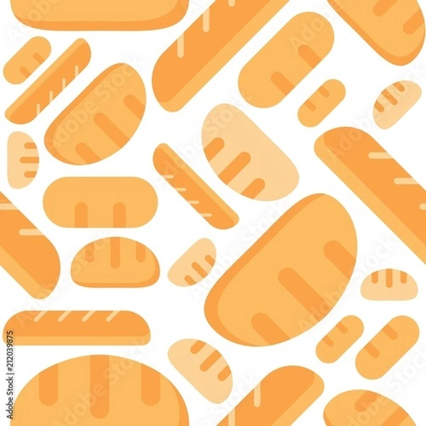 Fototapeta Bread Seamless pattern bakery product flat design