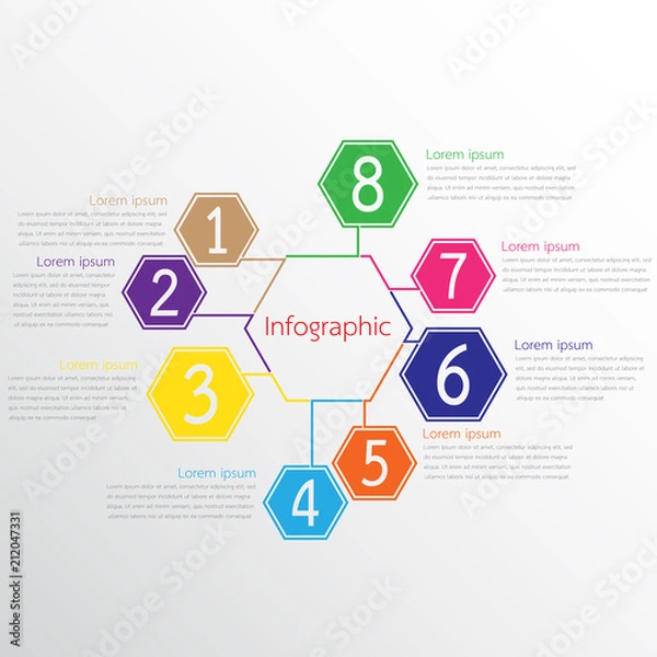 Fototapeta Vector infographic templates used for detailed reports. All 8 topics.