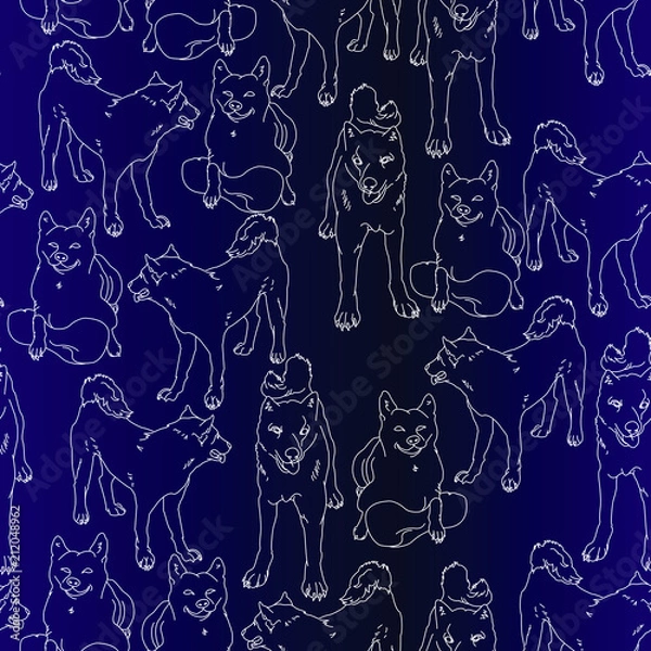 Fototapeta seamless Shiba Inu pattern where the Shiba Inu is one of the famous dog in Japan. suitable for fabric, packaging and wallpaper.