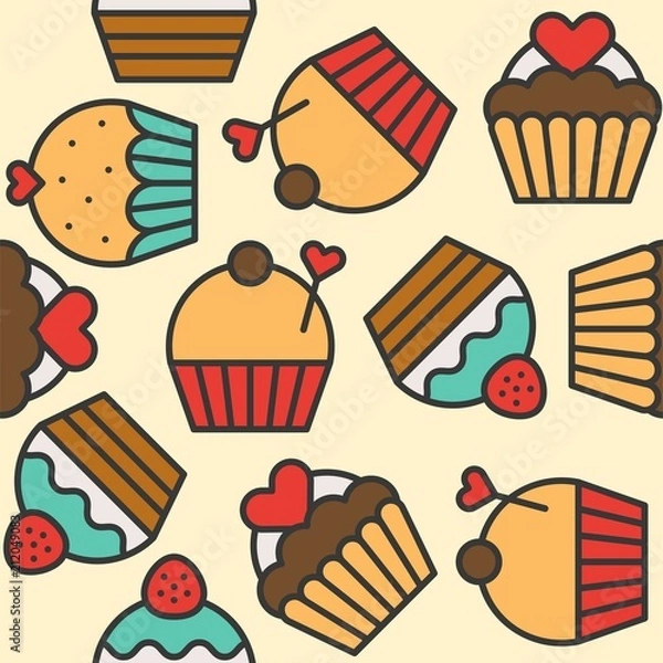 Fototapeta Cupcake seamless pattern for use as background or wrapping paper gift