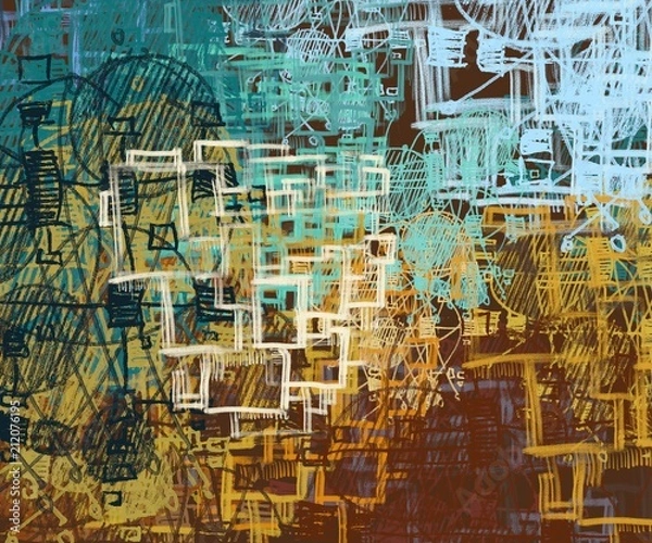 Obraz Abstract painting on canvas. Hand made art. Colorful texture. Modern artwork. Strokes of fat paint. Brushstrokes. Contemporary art. Artistic background image.
