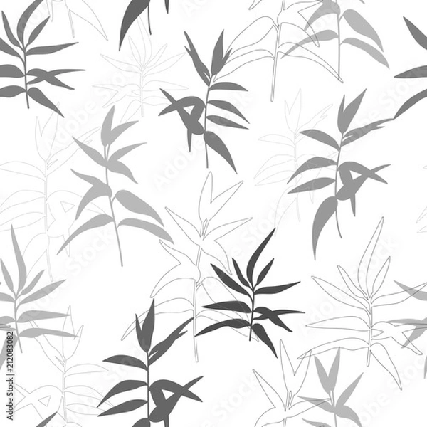 Obraz Modern vector seamless pattern with stylized twigs and leaves.