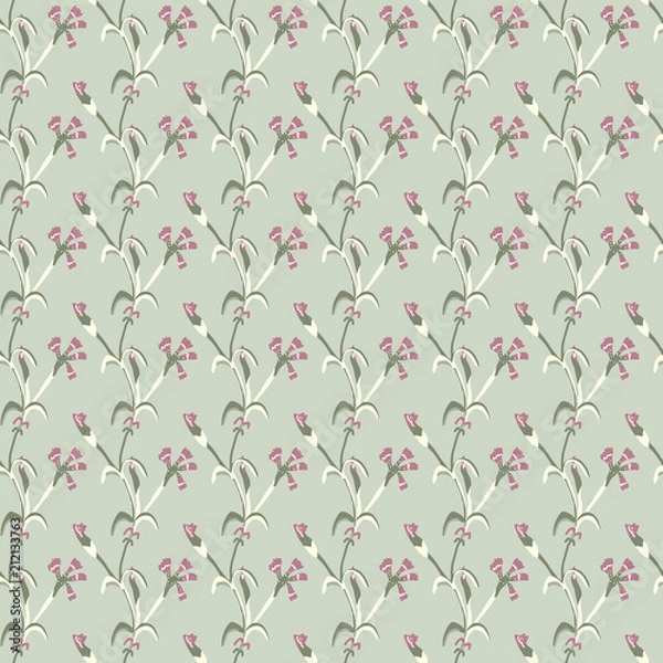 Fototapeta Simple pastel color floral pattern vector seamless