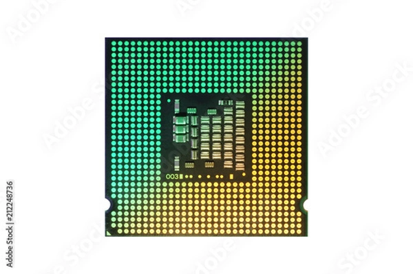 Fototapeta CPU Processor Chip isolated on white background