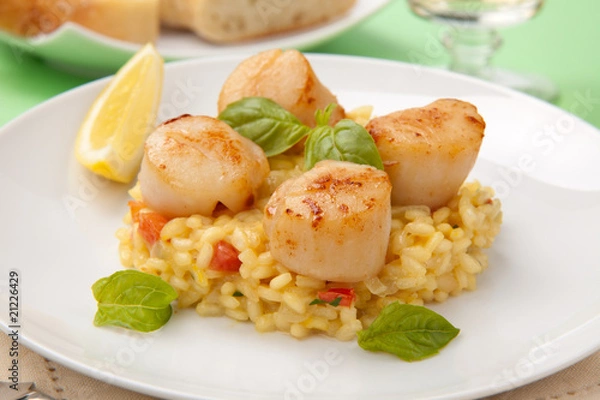 Fototapeta Scallops Risotto
