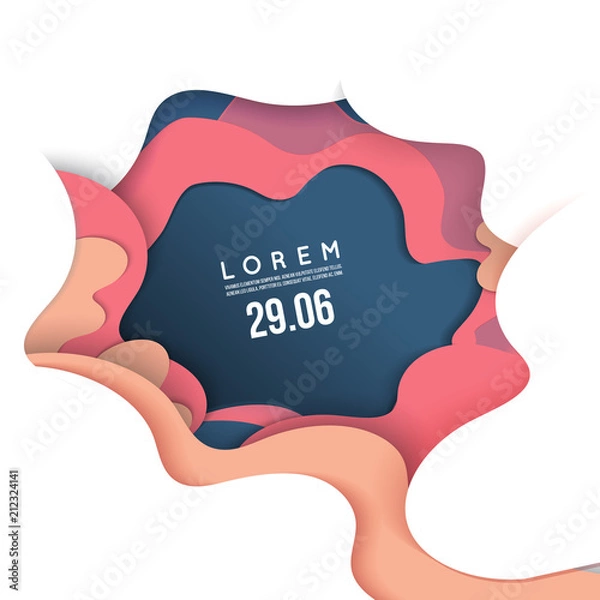 Fototapeta 3D abstract background with bright paper cut shapes. Vector design layout for business presentations, flyers, posters.