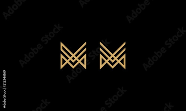 Fototapeta initial M line geometric logo icon vector
