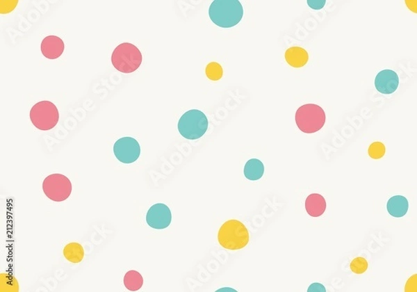Obraz Seamless pattern. Multi-colored circles on a light background. Vector repeating texture.
