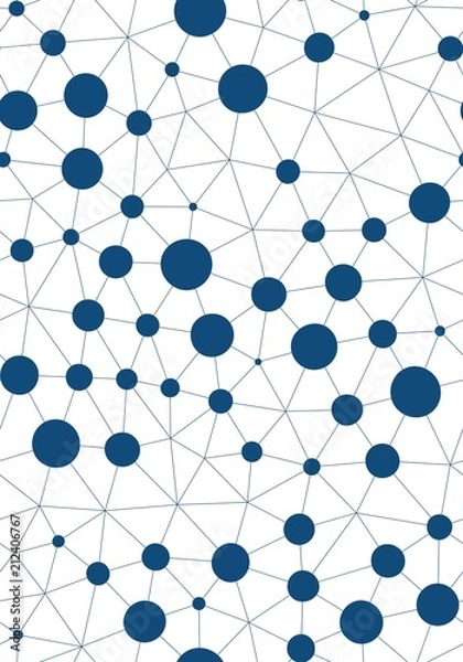 Obraz Vector seamless pattern. Irregular linear grid with circles in nodes.. Vector repeating texture.