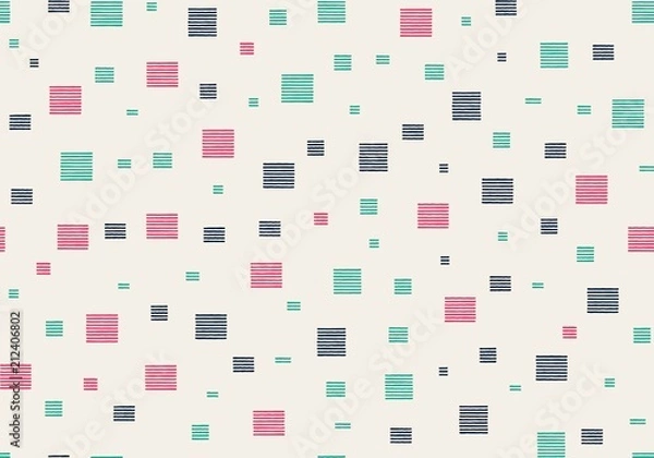 Fototapeta Repeating pattern with rectangles with stripes. Seamless vector pattern. Hand drawn image.
