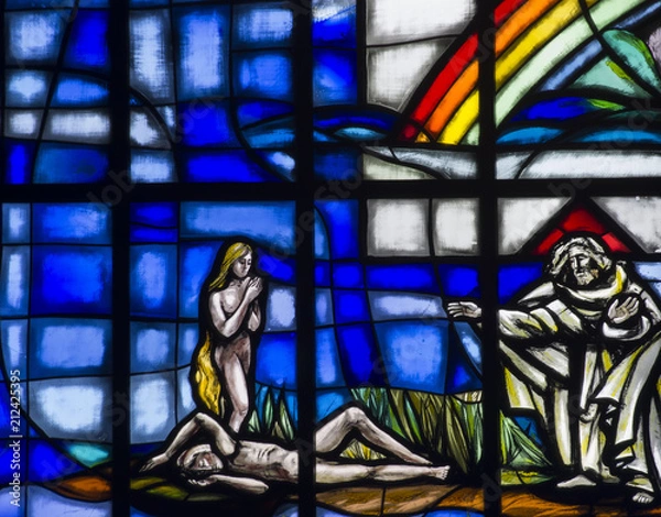 Obraz Creation of Eve in stained glass
