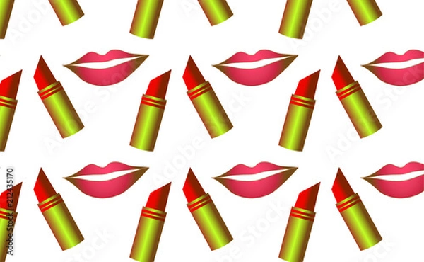 Fototapeta vector drawing cosmetics pattern for lips..