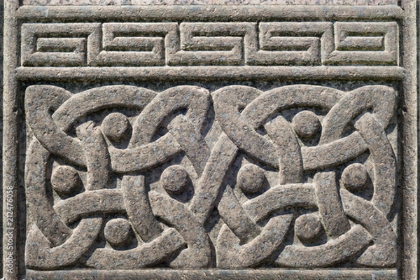 Obraz Old stone carved Celtic design symbol, Celtic knot