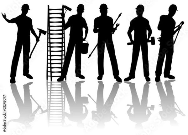 Obraz workers vector silhouettes