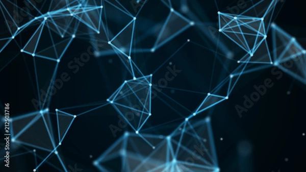 Fototapeta Abstract technology futuristic background. Big data visualization. Block chain network concept. 3D rendering.