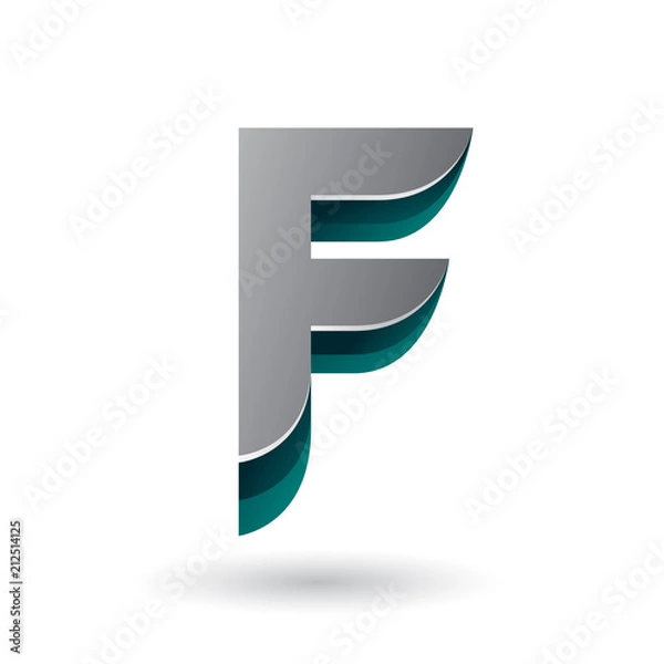 Obraz Layered 3d Grey Icon for Letter F Vector Illustration