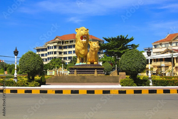 Fototapeta statue of lion in the city of Sihanoukville, Cambodia.