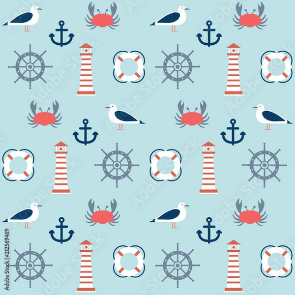 Obraz seamless pattern with marine motive