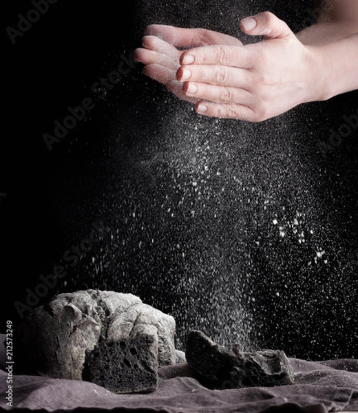 Fototapeta process of making black ciabatta