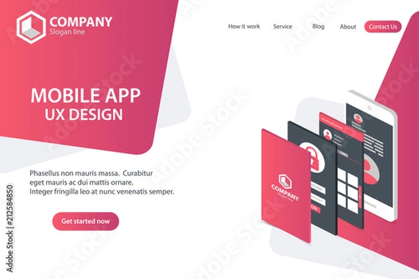 Obraz Mobile APP Website Landing Page Vector Template Concept Design