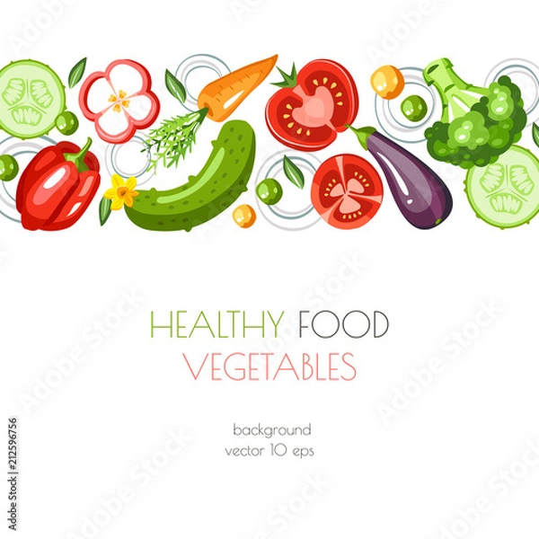 Obraz Fresh healthy vegetables background horizontal